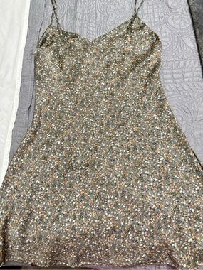 NEW! Audrey3+1 Floral Slate Gray Spaghetti Strap Dress